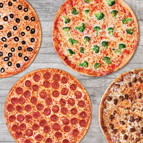 4Large 1-Topping Pizzas $49.99